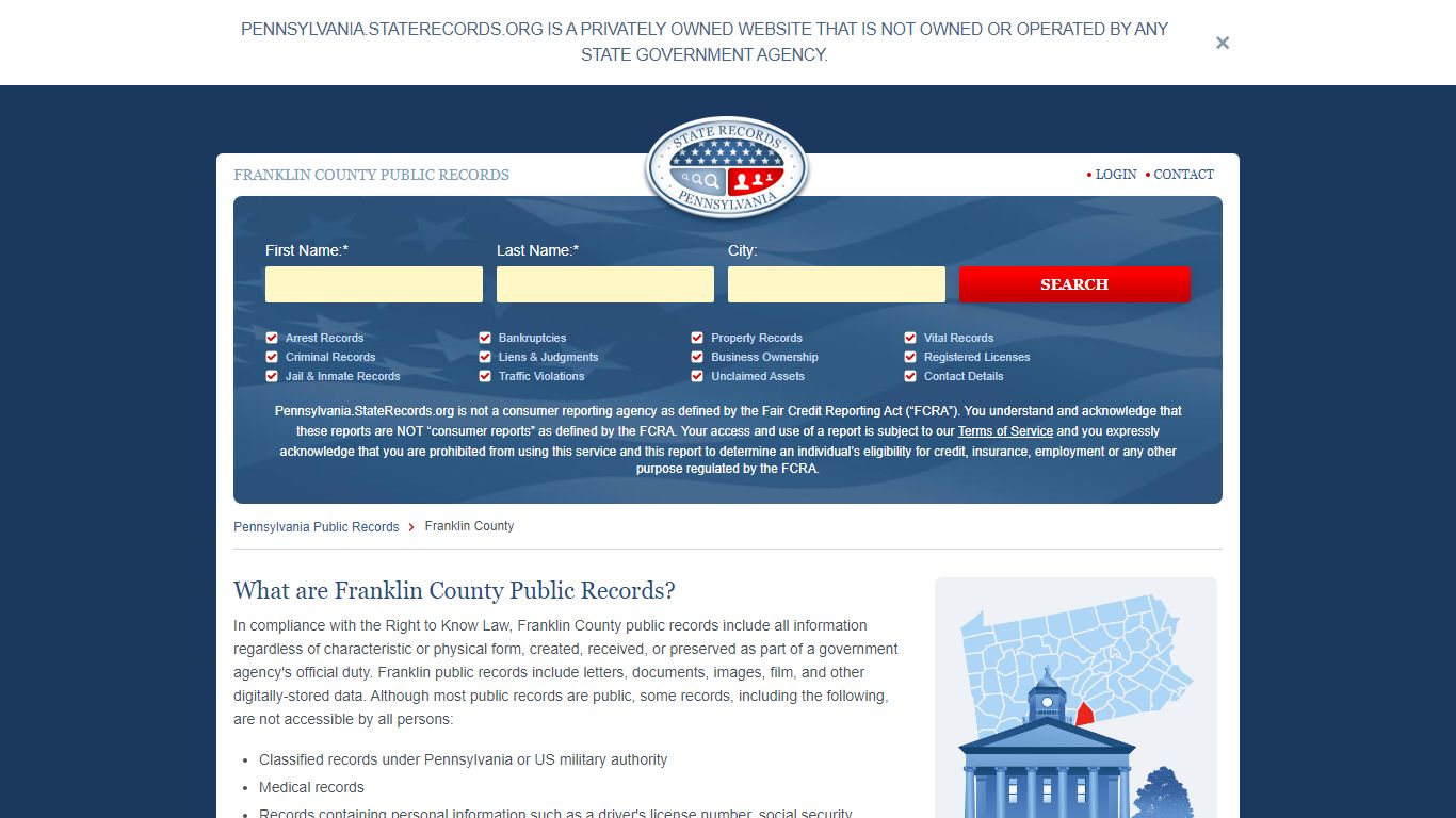 Franklin County Arrest, Court, and Public Records | StateRecords.org